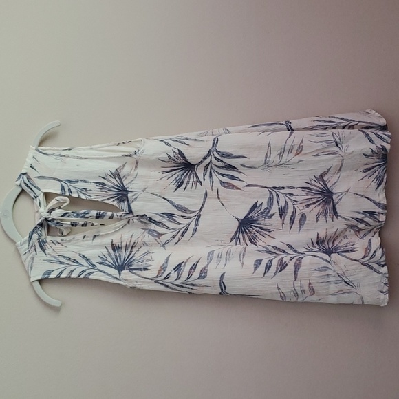 O'neill Colleen Tropical Palm Print Mini Dress Key Hole Sexy Tie Back Neck Med - Picture 5 of 8